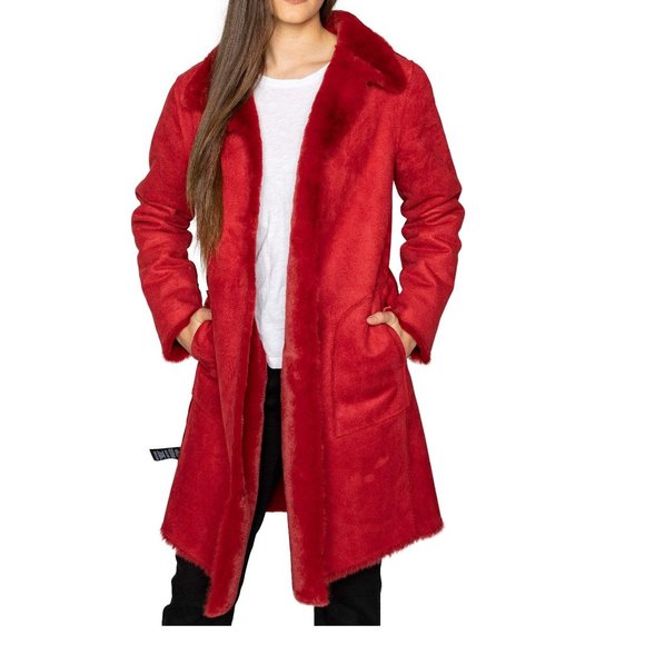 NWT VELVET BY GRAHAM & SPENCER MINA LUX FAUX FUR REVERSIBLE RED JACKET SIZE M - Picture 3 of 10